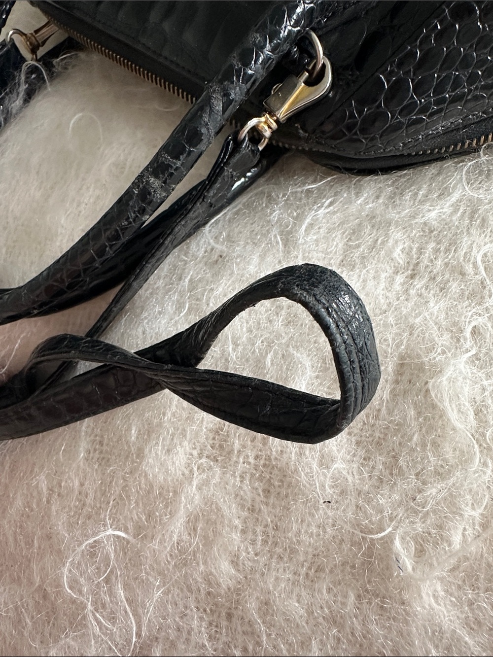 Gianni Versace Couture Vintage Black Croc Embossed Top Handle Bag Medusa - Picture 16 of 16